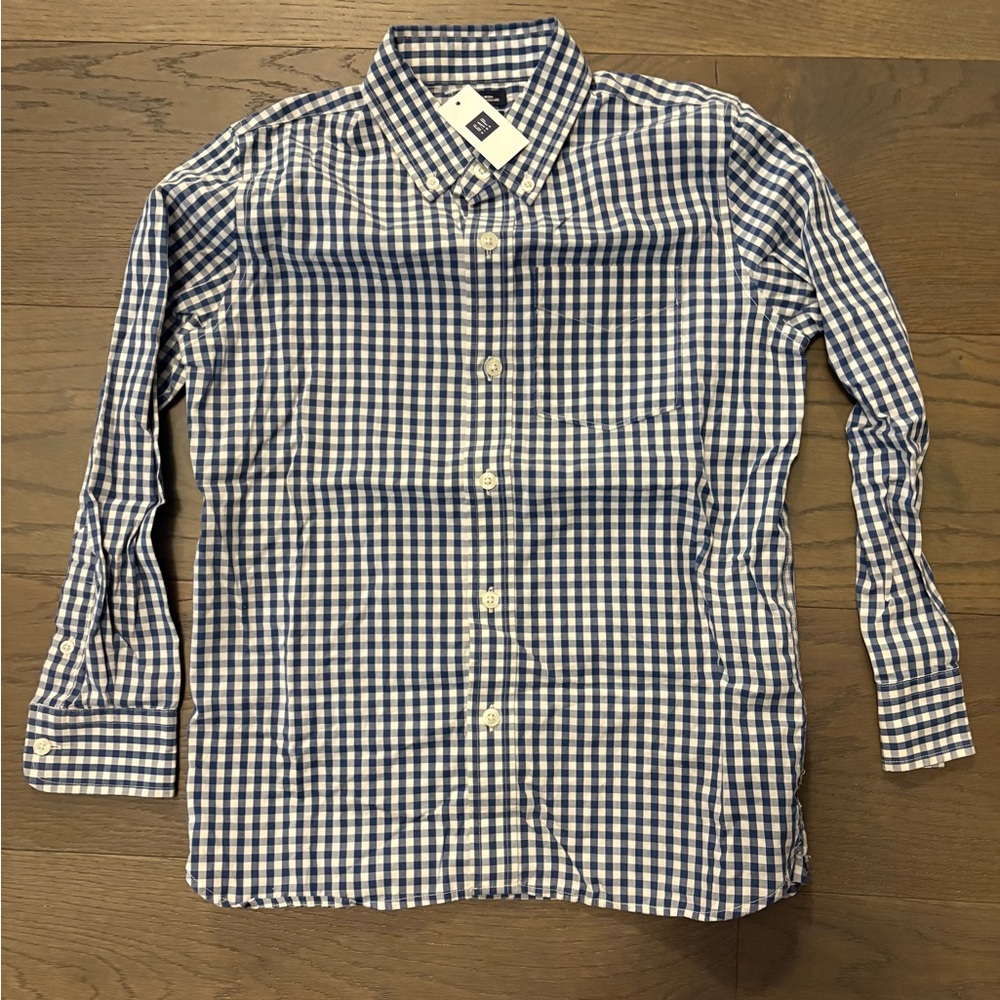 Gap blue boys plaid dress short sz 10 (lg) NWT ret $69